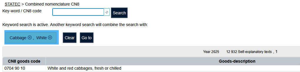 Nomenclature combinée NC8