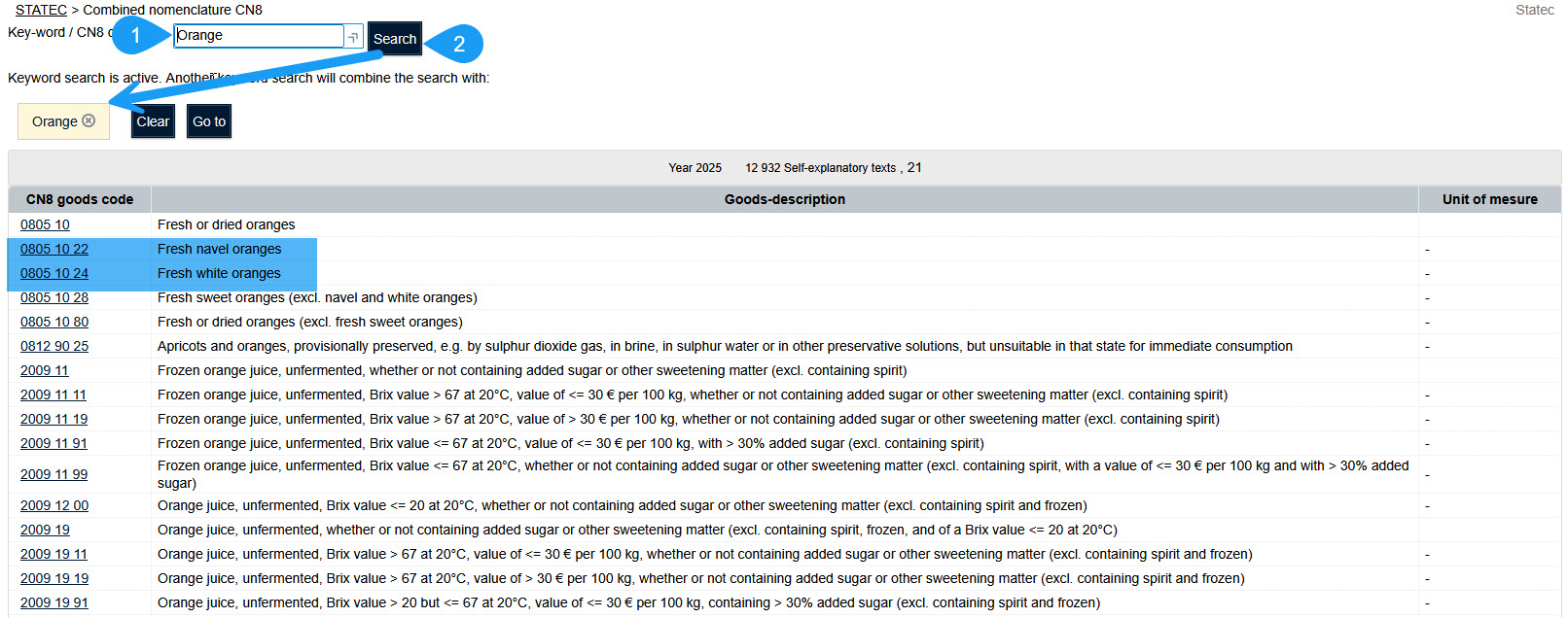 Nomenclature combinée NC8