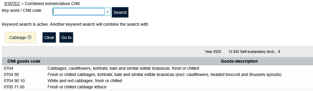 Nomenclature combinée NC8