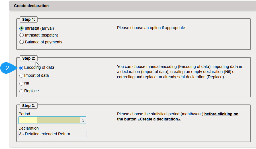 Créer une déclaration dans Idep.Web / Etape 3