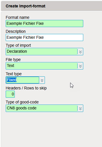 Format d'importation