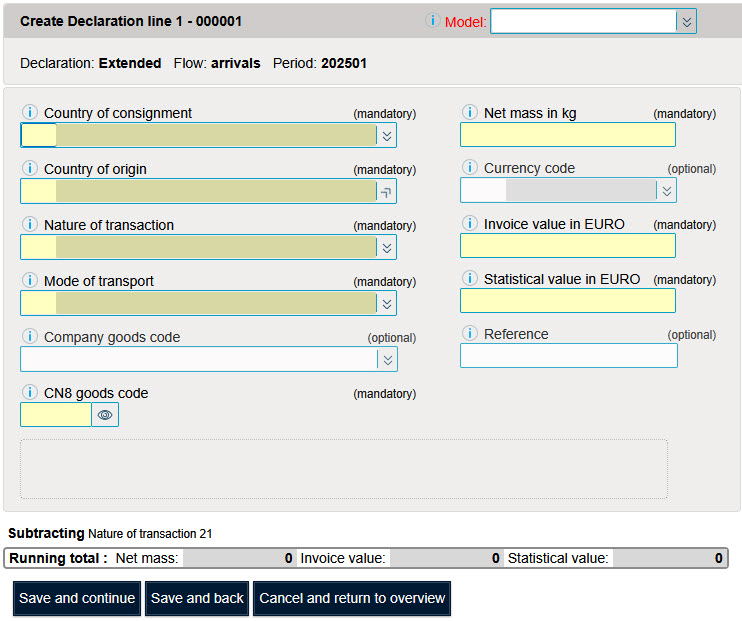 Ecran déclaration détaillée arrivées