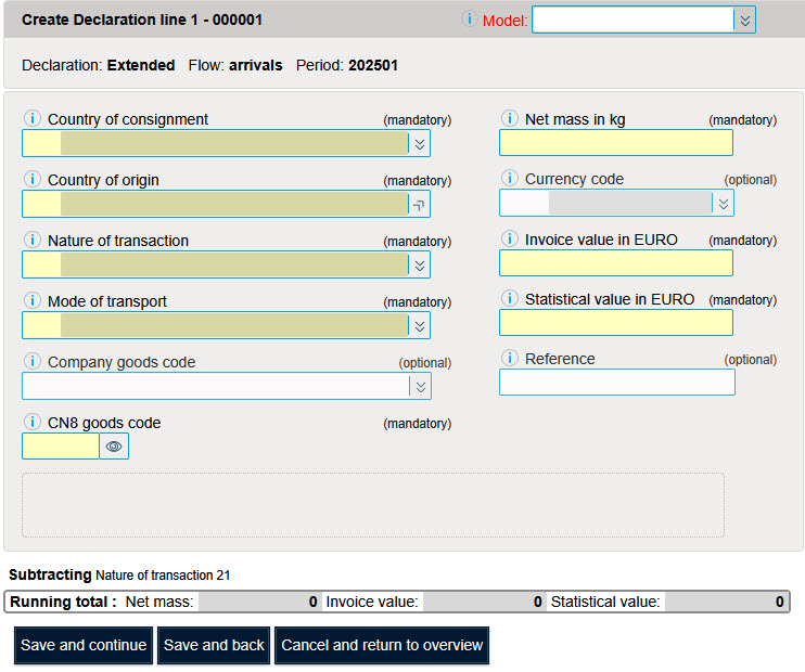 Ecran déclaration détaillée arrivées