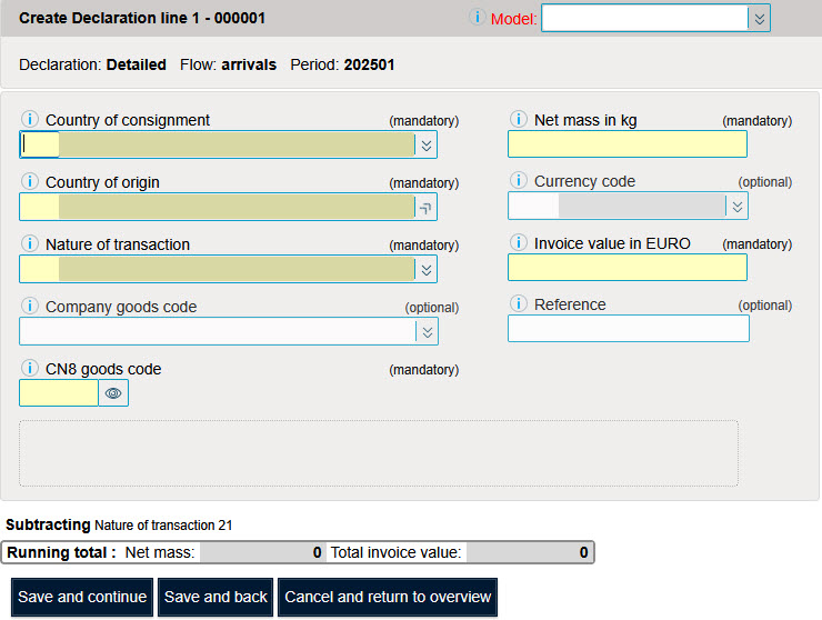 Ecran déclaration détaillée arrivées