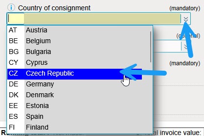 Champ pays de provenance