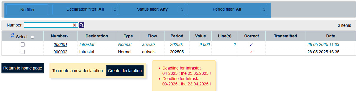 Page principal de Idep.Web