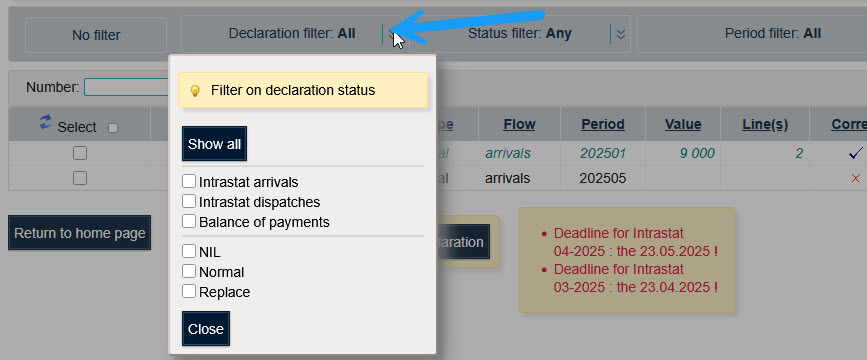 Page principal de Idep.Web
