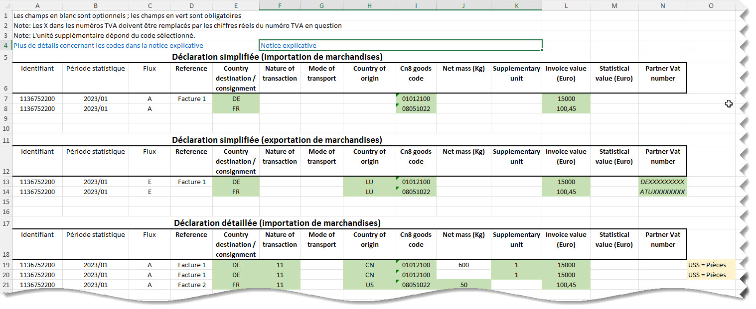 Exemple fichier Excel