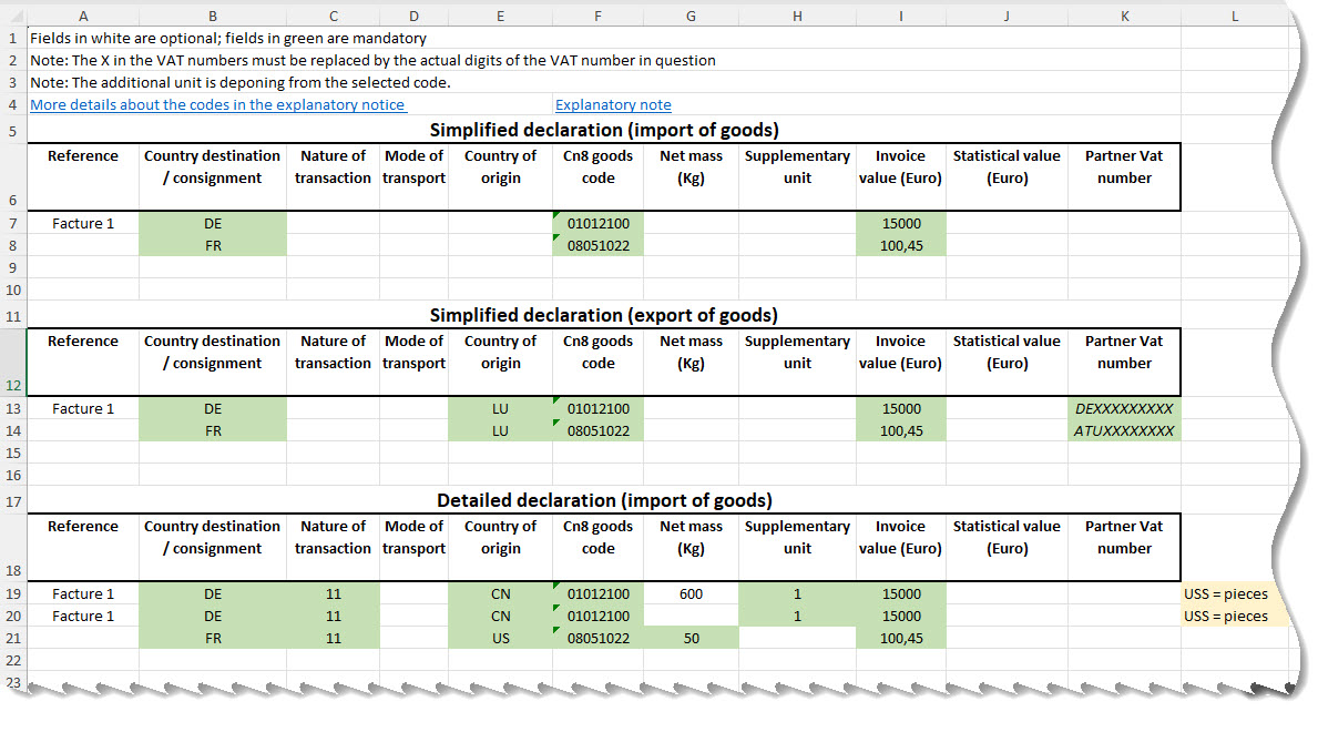 Exemple fichier Excel