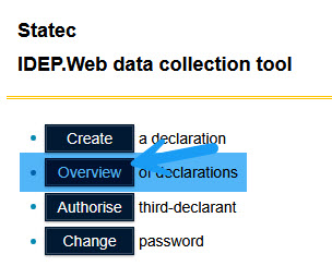 Page principal de Idep.Web