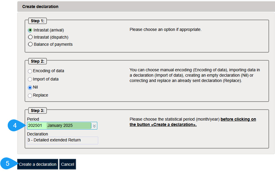 Etape3: Choix du type de déclaration
