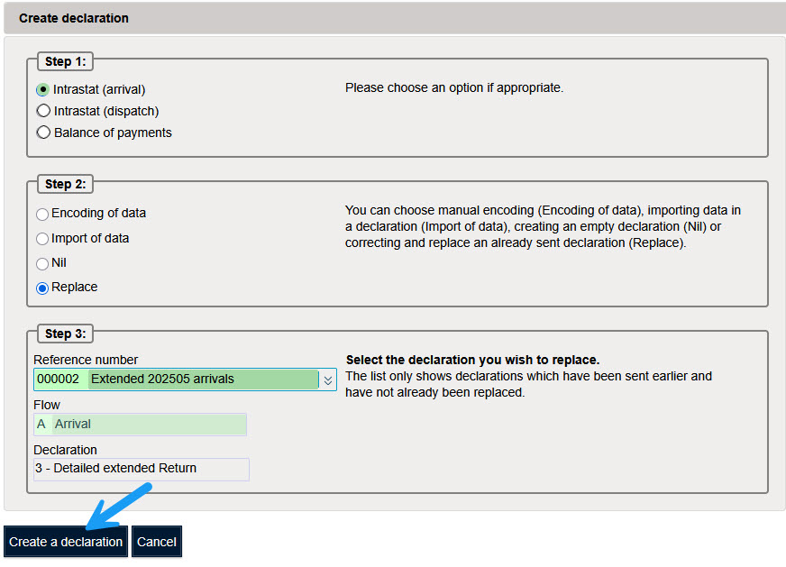 Remplacement d'une déclaration