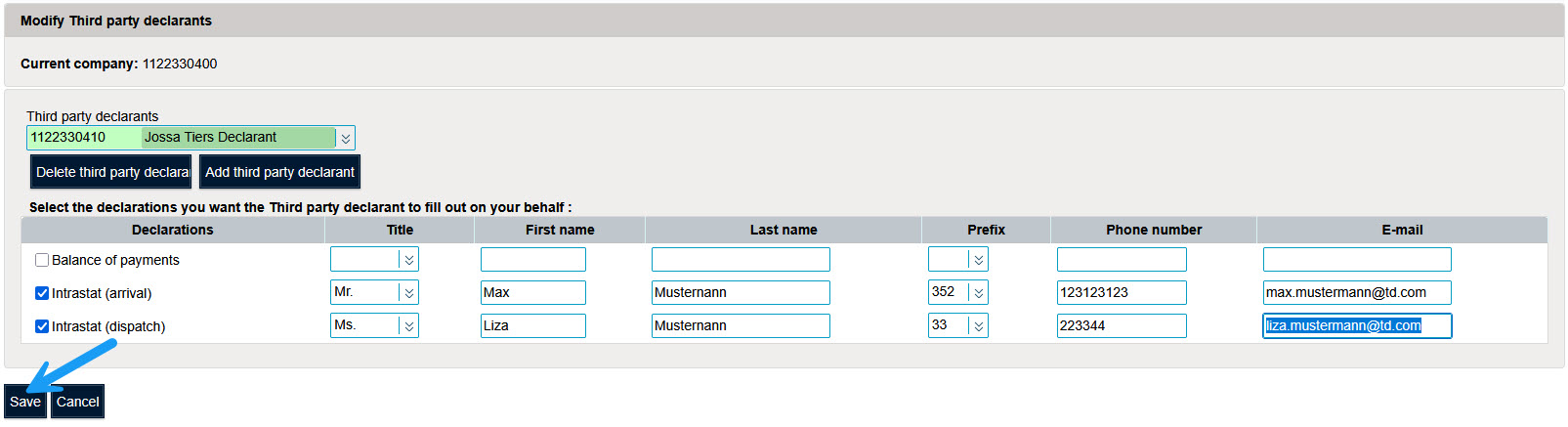 Ajouter tiers-déclarant