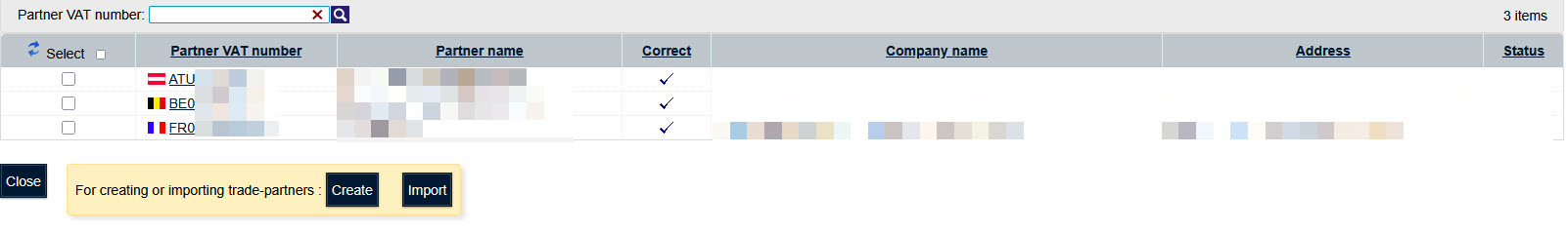 Table partenaires commerciaux