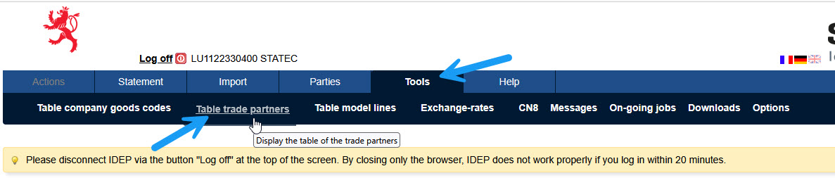 Table partenaires commerciaux