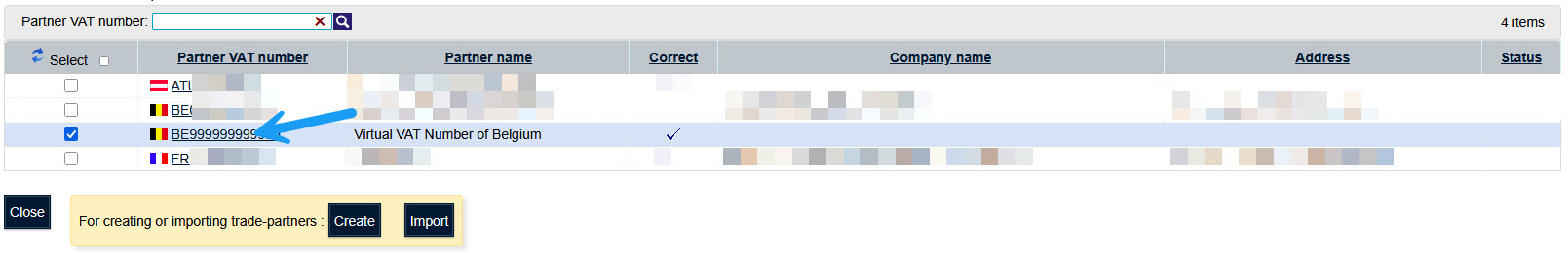 Table partenaires commerciaux