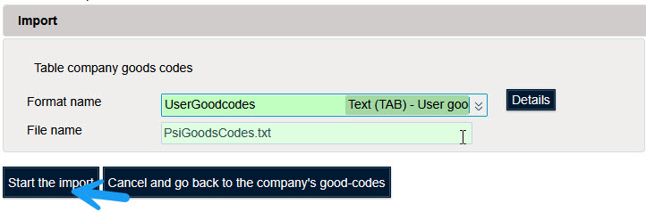 Code marchandise de l’entreprise