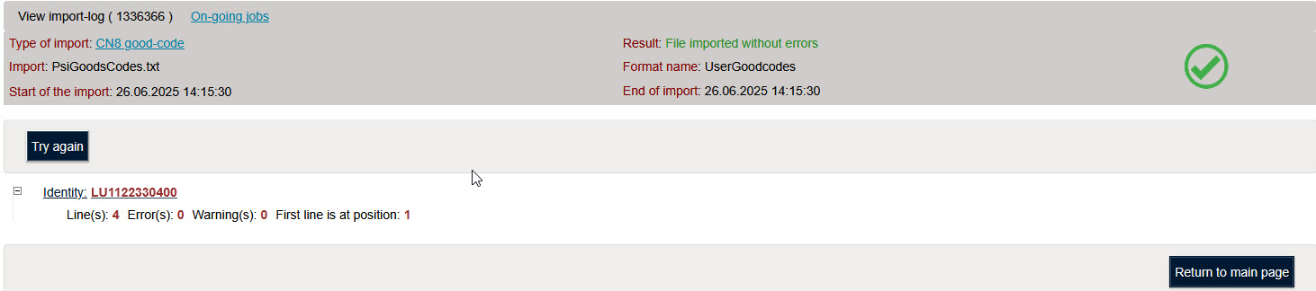 Code marchandise de l’entreprise