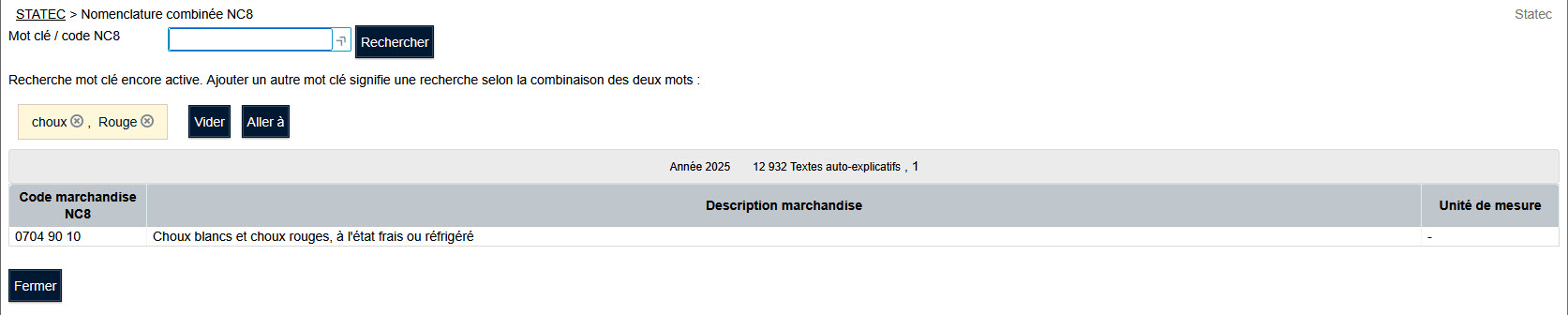 Nomenclature combinée NC8