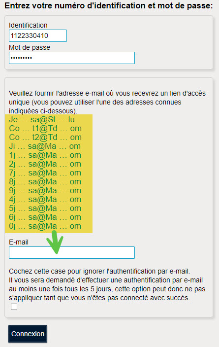 Ecran de connexion.