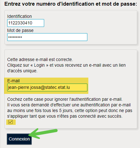 Ecran de connexion.