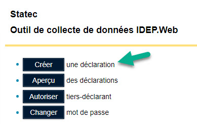 Créer une déclaration dans Idep.Web.