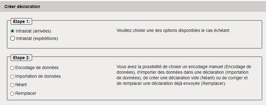 Créer une déclaration dans Idep.Web / Etape 2