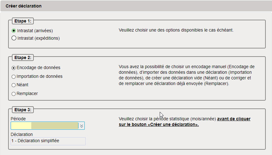 Créer une déclaration dans Idep.Web / Etape 3