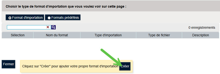 Format d'importation
