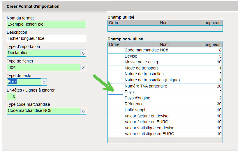 Format d'importation