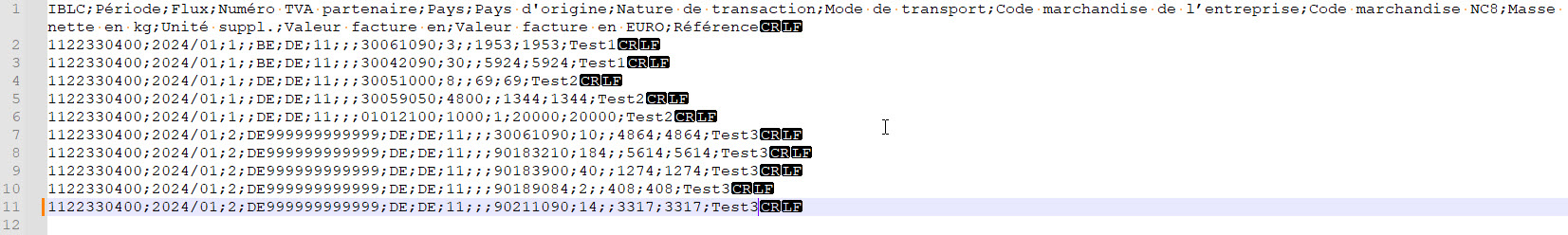 Format d'importation