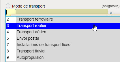 Champ nature de transaction