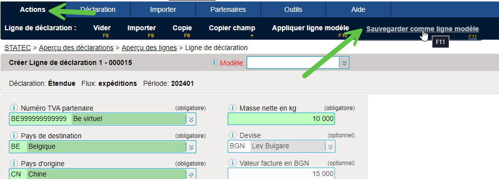 Ligne modèle.