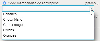 Code marchandise de l'entreprise