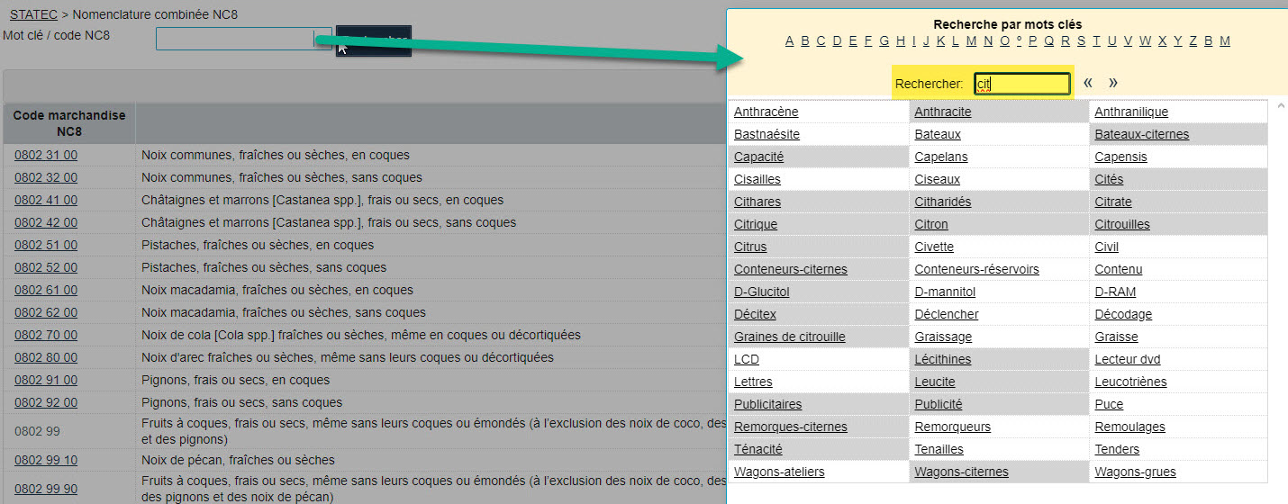 Code Cn8 recherche