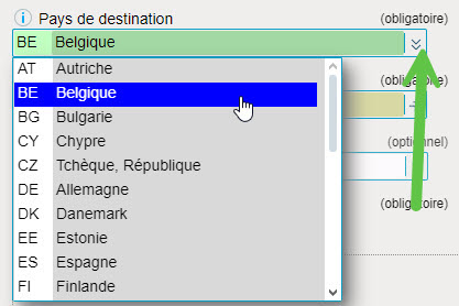Champ pays de provenance