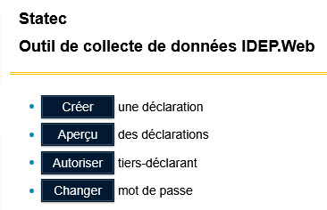 Page principal de Idep.Web