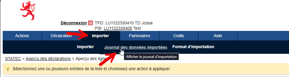 Import fichier