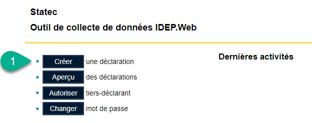 Bouton créer une déclaration