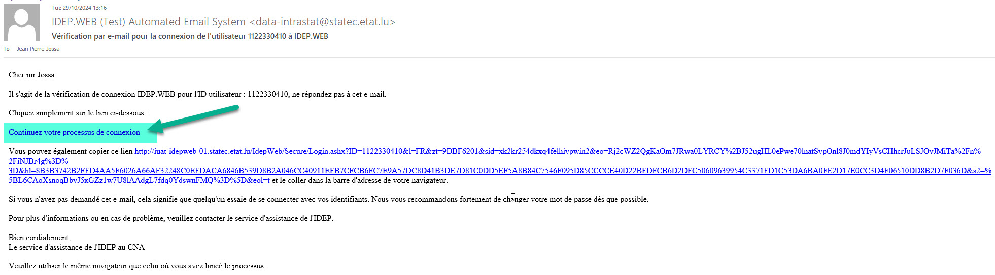 Ecran de connexion