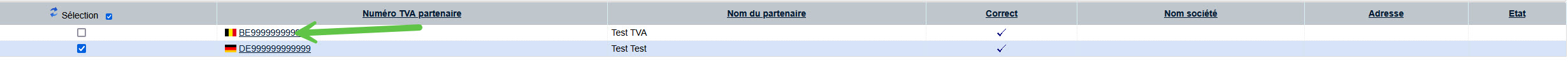 Table partenaires commerciaux