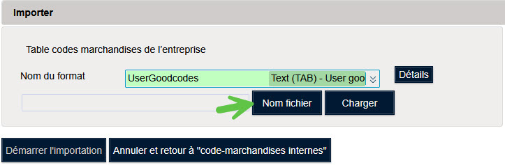 Code marchandise de l’entreprise