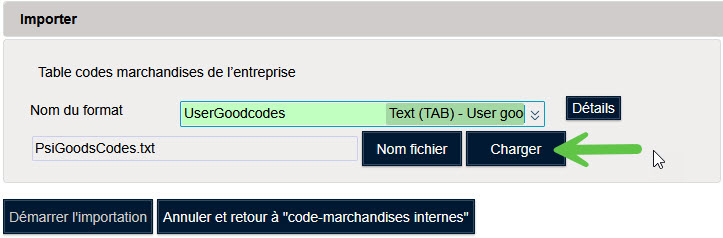 Code marchandise de l’entreprise