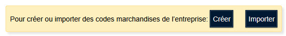 Code marchandise de l’entreprise