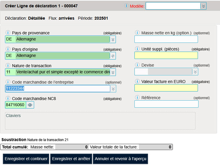 Code marchandise de l’entreprise