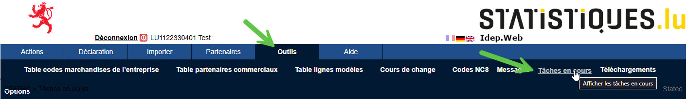 Tâches en cours