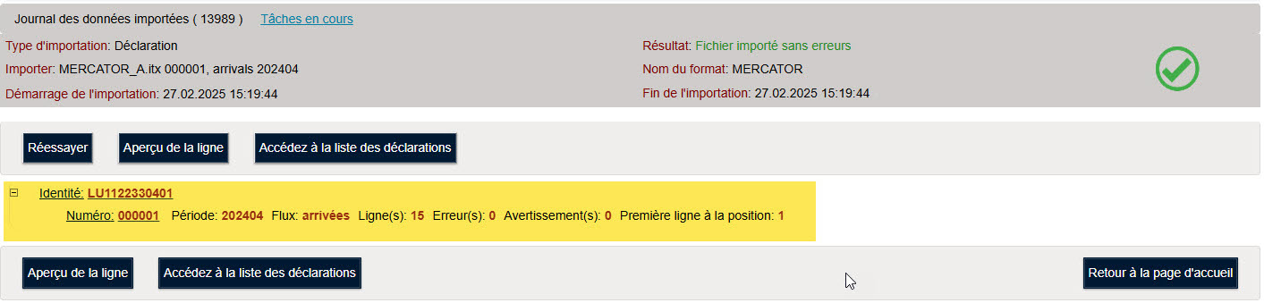 Tâches en cours