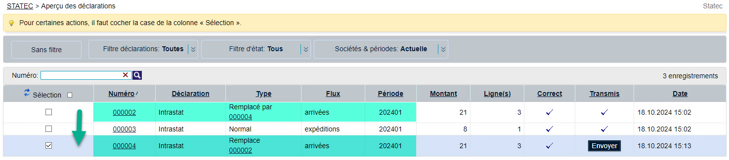 Remplacer une déclaration