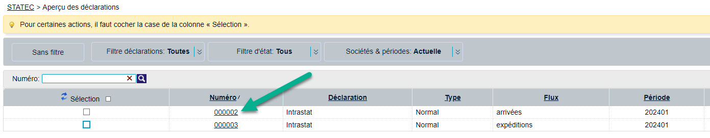 Aperçu des déclarations