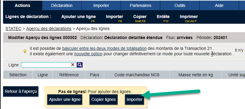 Bouton importer